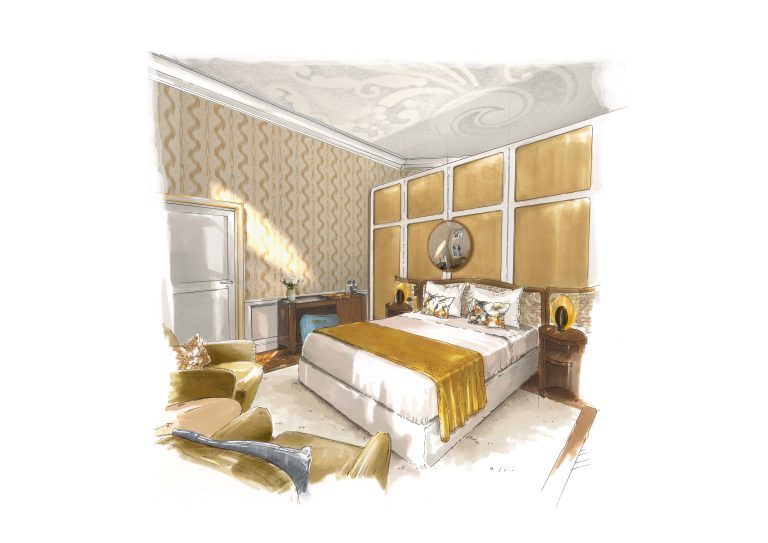 Illustration d'une suite de l'hôtel 5 étoiles les Lumières à Versailles.
