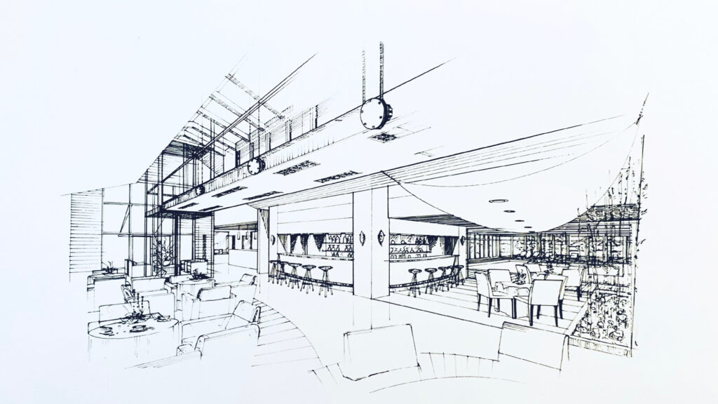 Croquis du restaurant Jiva Hill Park Hotel.